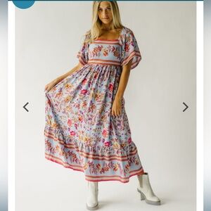 Piper & Scoot meyers printed midi dress in periwinkle